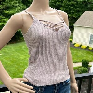 American Eagle pale lavender sleeveless stretch sweater tank SZ S
